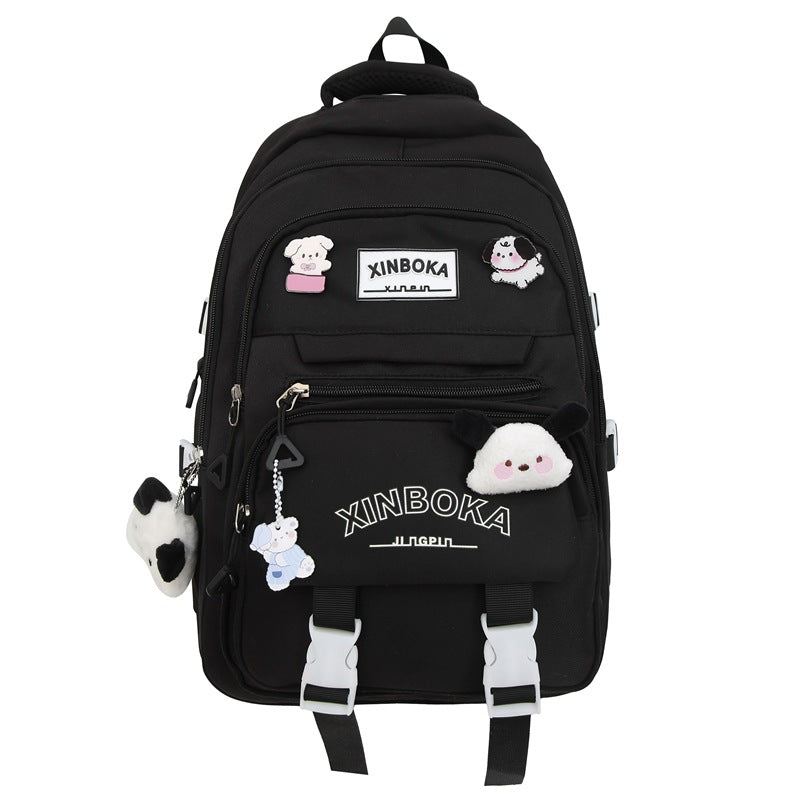 Women's Fashion Solid Color Wide Strap Portable Backpacks