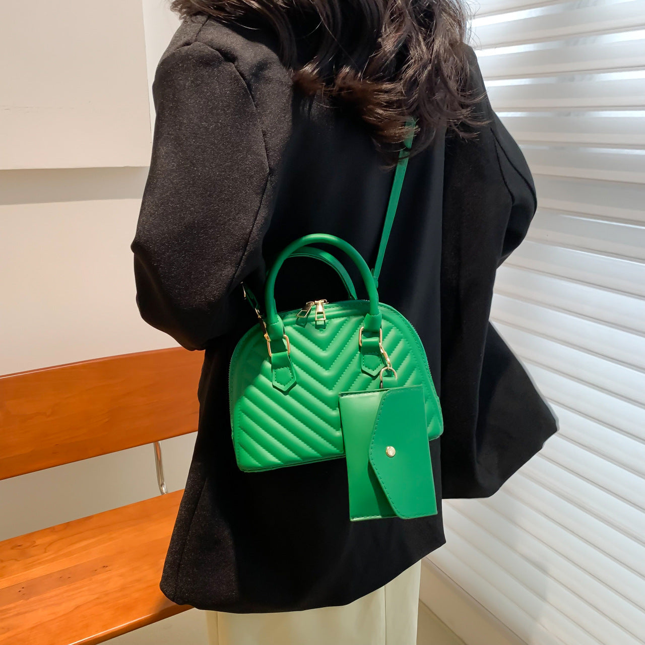 Women's Popular Fashion Striped Two-piece Shell Mummy Crossbody Bags