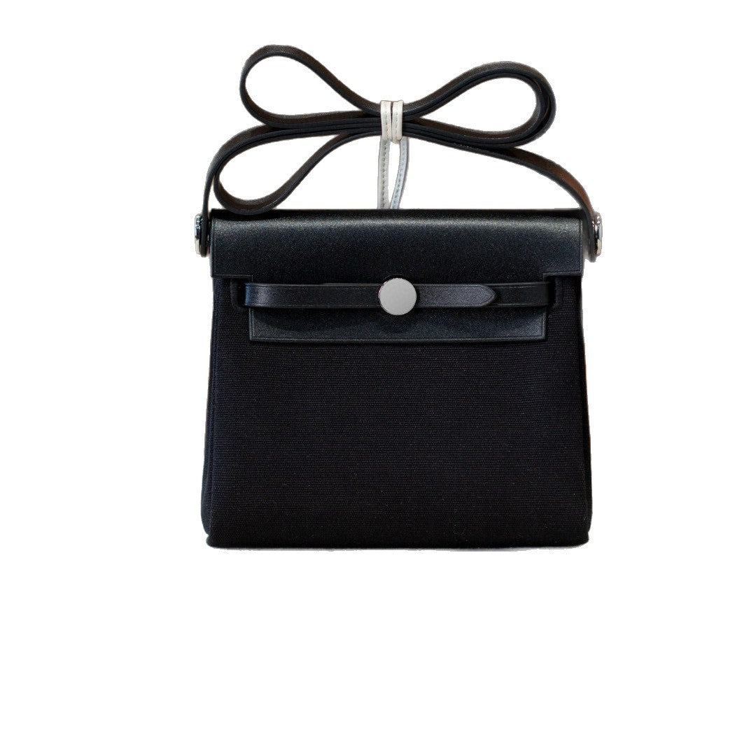 Canvas Layer Calfskin Wax Thread Hand Crossbody Bags