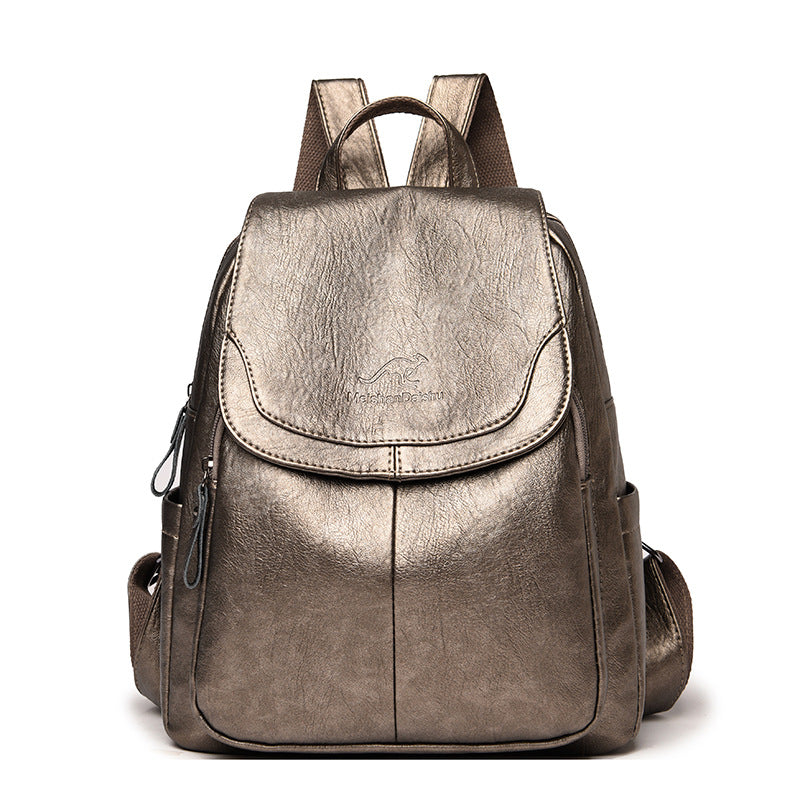 Women's Korean Fashionable Soft Leather Pattern Colorful Backpacks