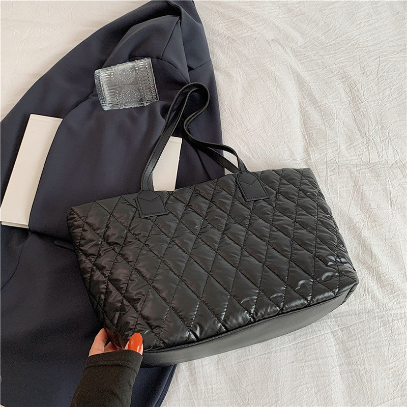 Women's Large Capacity Bale Of Cotton Down Warm Padded Shoulder Bags