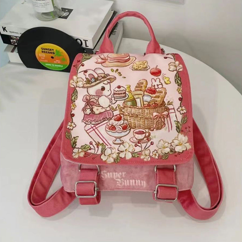 Puppy Party Cute Lightweight Fresh Canvas Backpacks