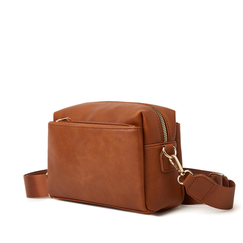 Women's Retro Solid Color Simple Oil Wax Small Square Bags