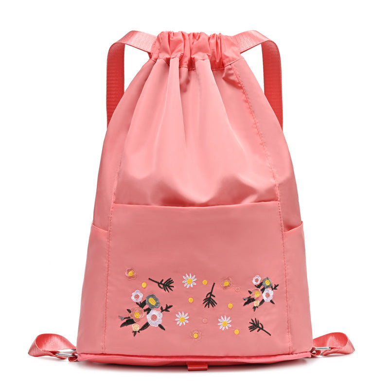 Women's Large Capacity Embroidered Folding Short Distance Dry Wet Separation Backpacks