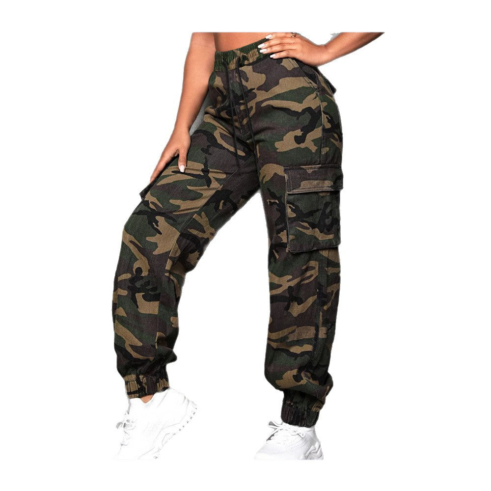Women's Camouflage American Fashion Drawstring Casual Pants