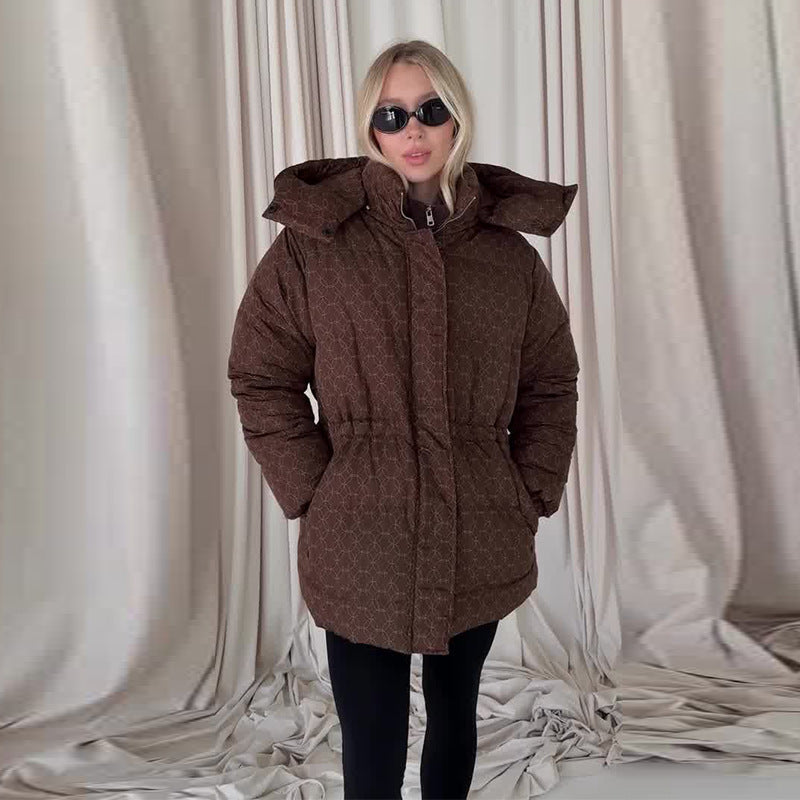 Women's Autumn Printed Warm Comfort Printing Mid-length Coats
