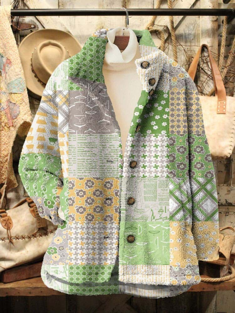 Women's Retro Fashion Digital Printing Polar Fleece Sweaters