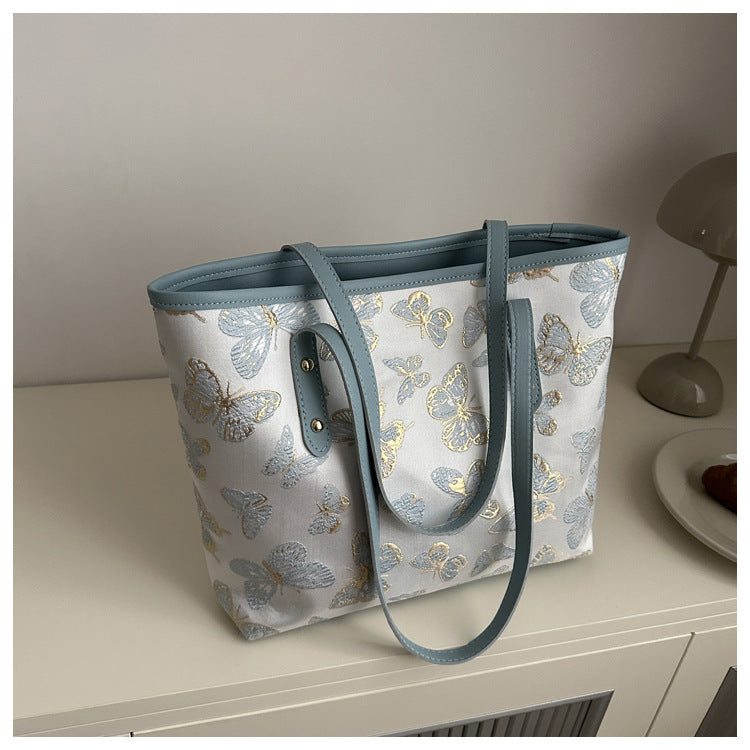 Women's Fashionable Embroidered Butterfly Western Style Large Shoulder Bags