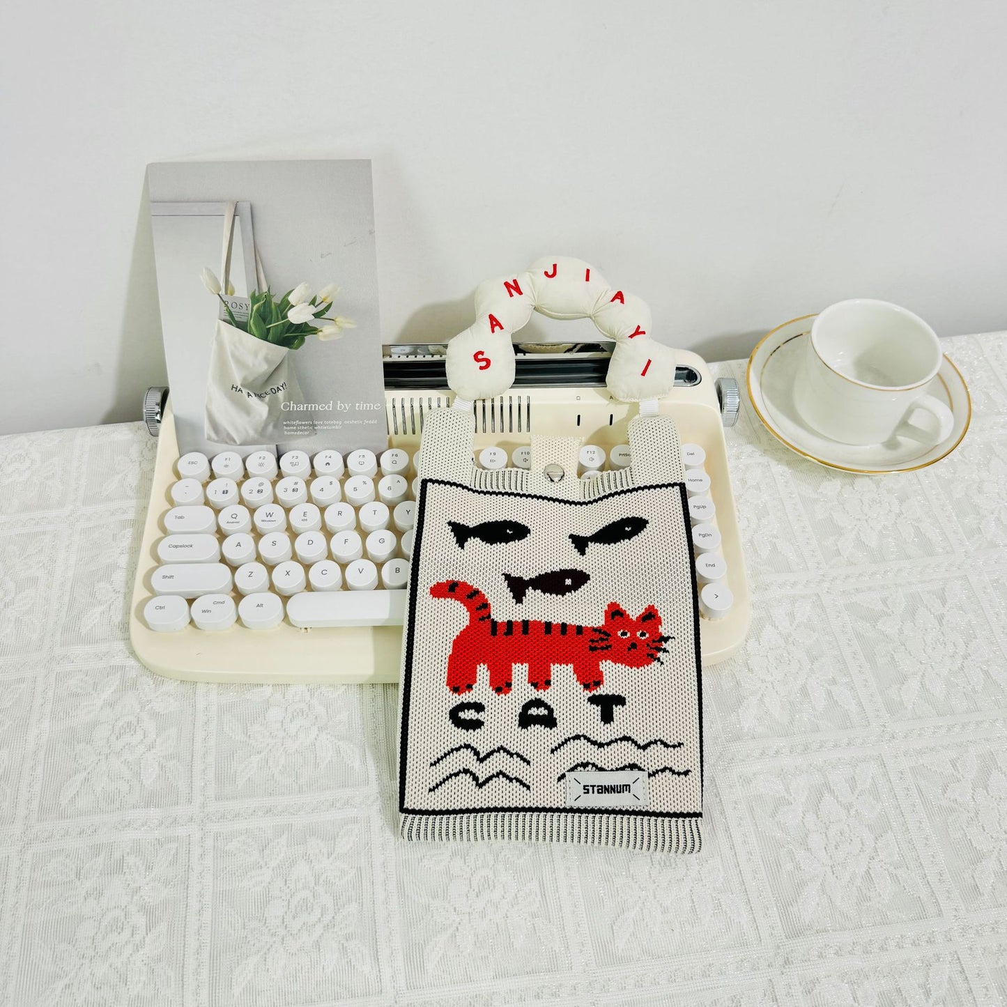 Creative Cute Cartoon Cat Knitted Mini Crossbody Bags