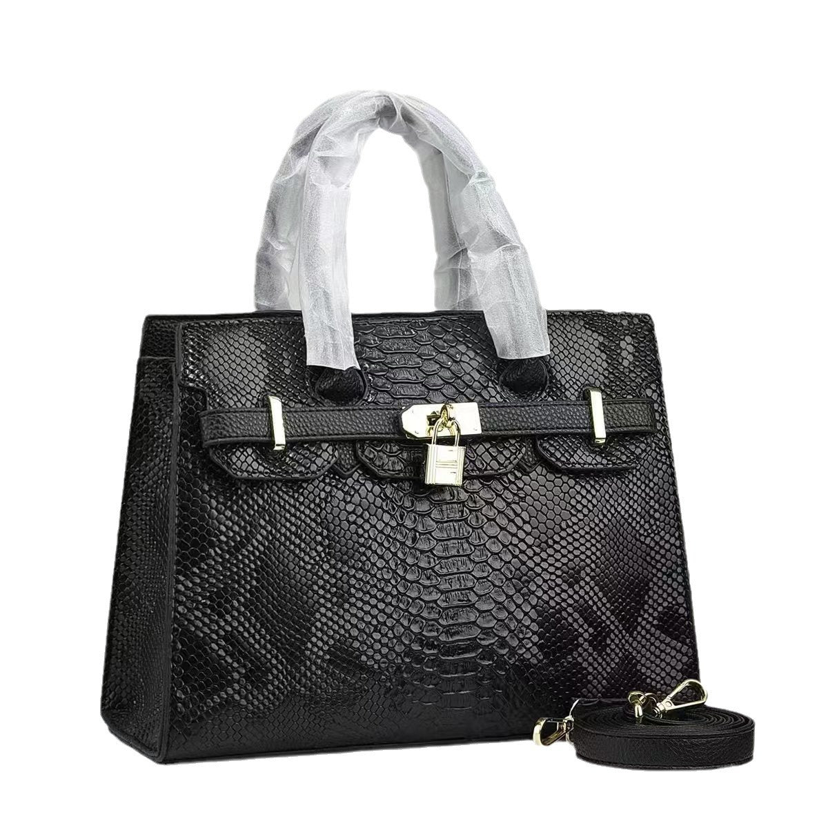 Women's Fashion Large Capacity Bright Leather Stone Shoulder Bags
