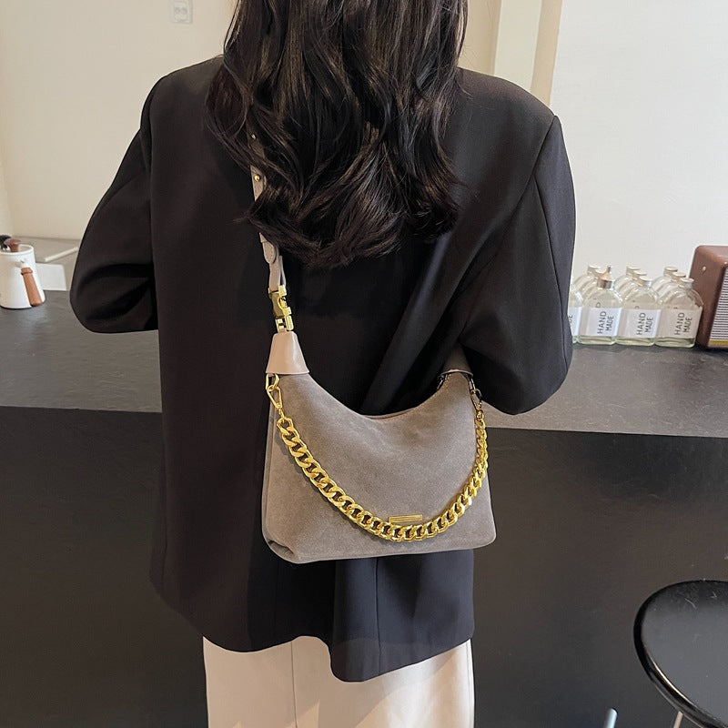 Women's French Minority Suede Fashion Retro Textured Armpit Bags