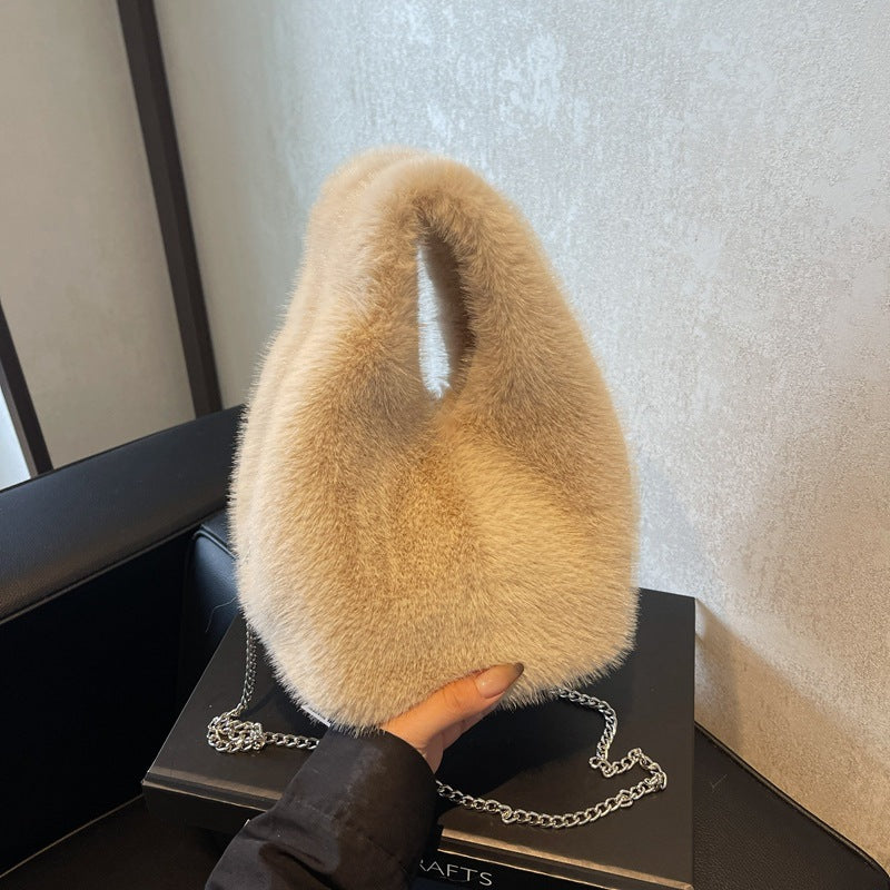 Style Imitate Rex Rabbit Fur Portable Crossbody Bags