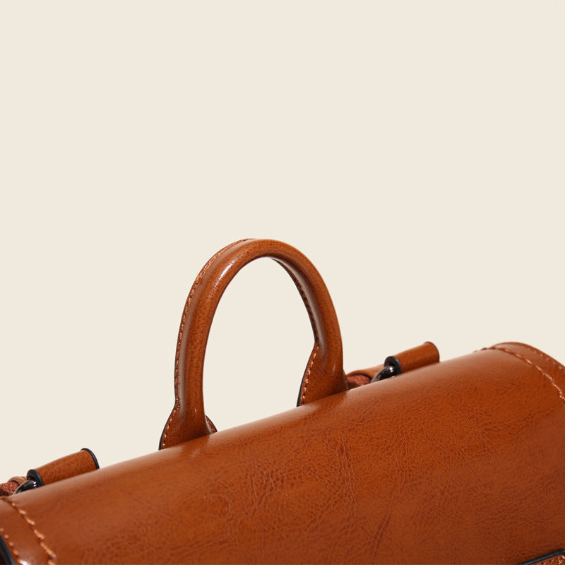 Women's Genuine Leather Fashion Oil Wax Cowhide Backpacks
