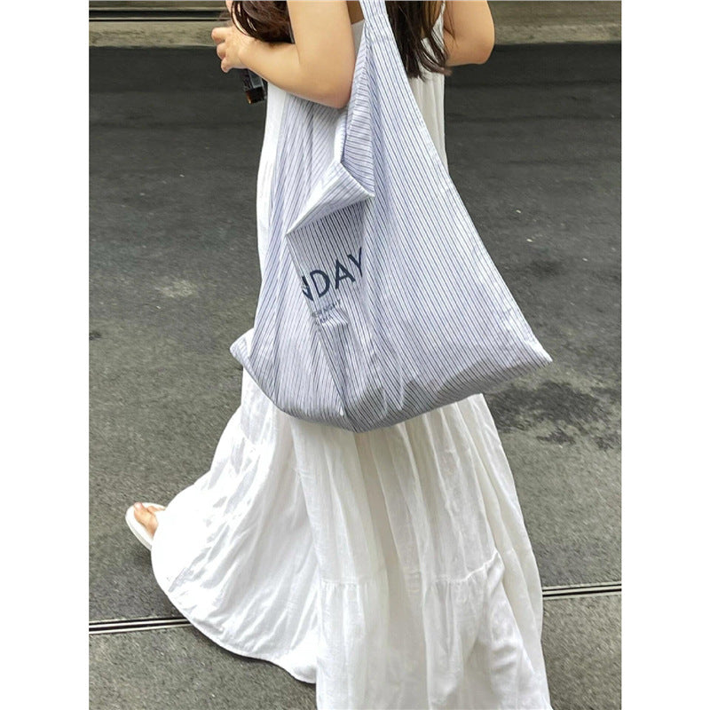 Women's Designer Simple Printed Striped Canvas Bags