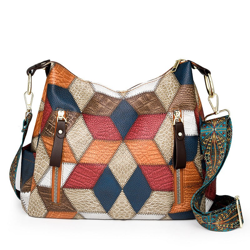 Women's Retro Mom Contrast Color Large Capacity Bags
