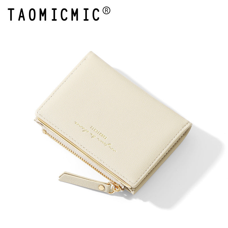 Women's Short Simple Two-fold Zipper Folding Change Ladies Wallets