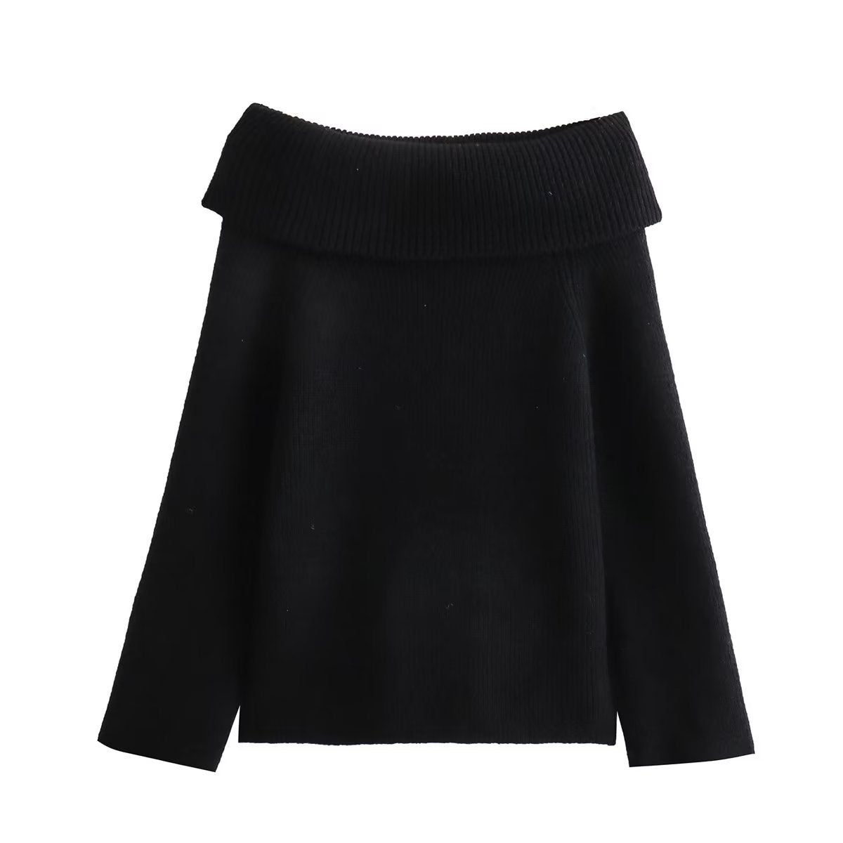 Women's Collar Strapless Sexy Slim Fit Solid Sweaters