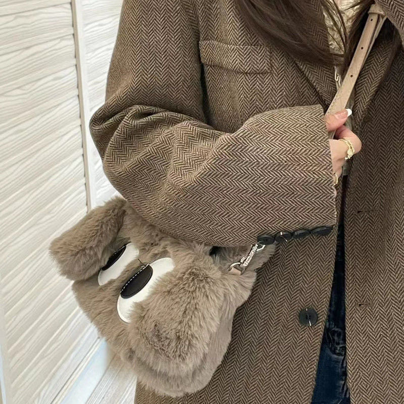 Women's Big Eye Puppy Winter Fur Cute Bags