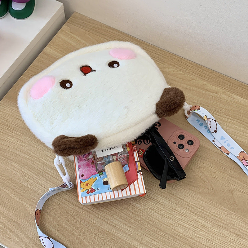 Women's Style Cute Plush Little Bear Soft Shoulder Bags
