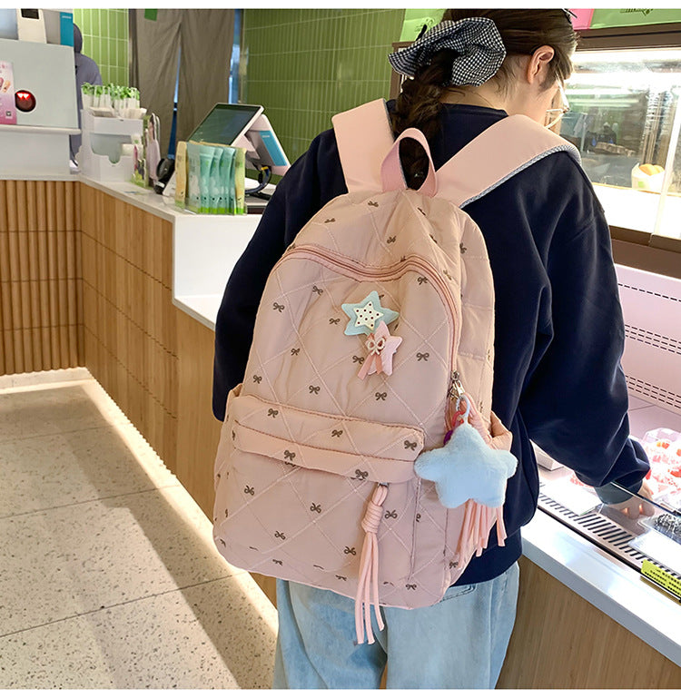 Large Capacity Corduroy Fresh Bow For Backpacks