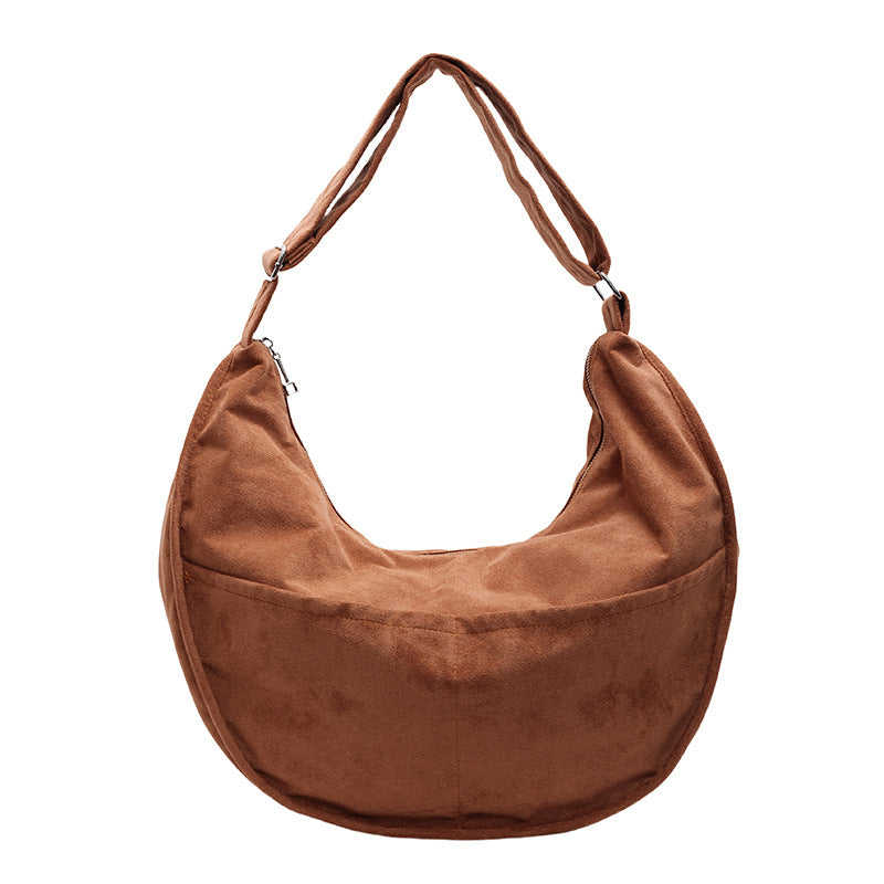 Women's Suede Large Capacity Leisure Commute Dumpling Shoulder Bags