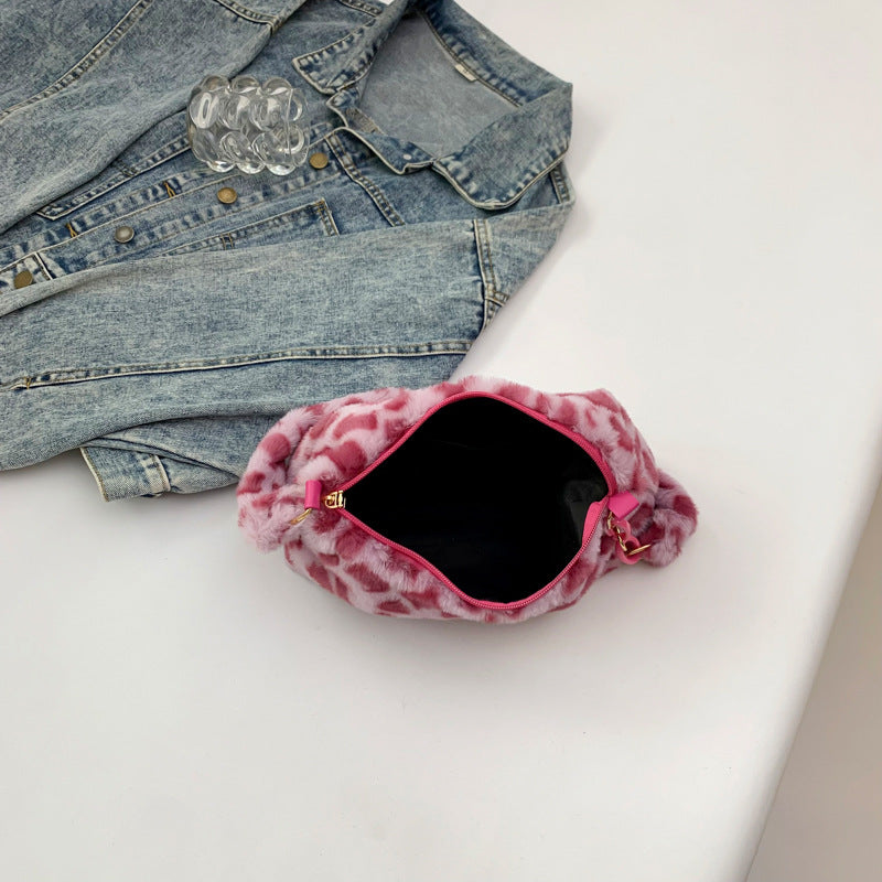 Polka Dot Plush Underarm Female Chain Armpit Bags