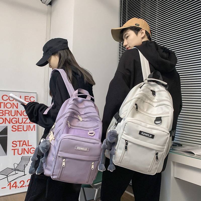 Double Zipper Korean Style Nylon Female Backpacks