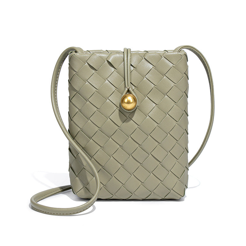 Women's Mini Vertical Woven Mobile Retro Niche Crossbody Bags