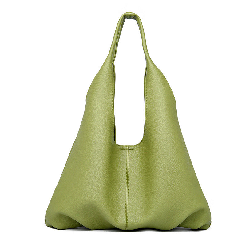 Women's Solid Color Simple Large Capacity Soft Shoulder Bags