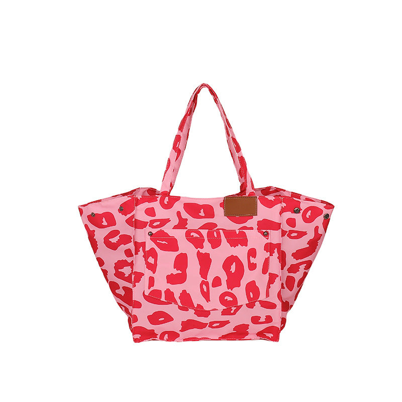 Women's Print Large Capacity Nylon Canvas Dot Shoulder Bags