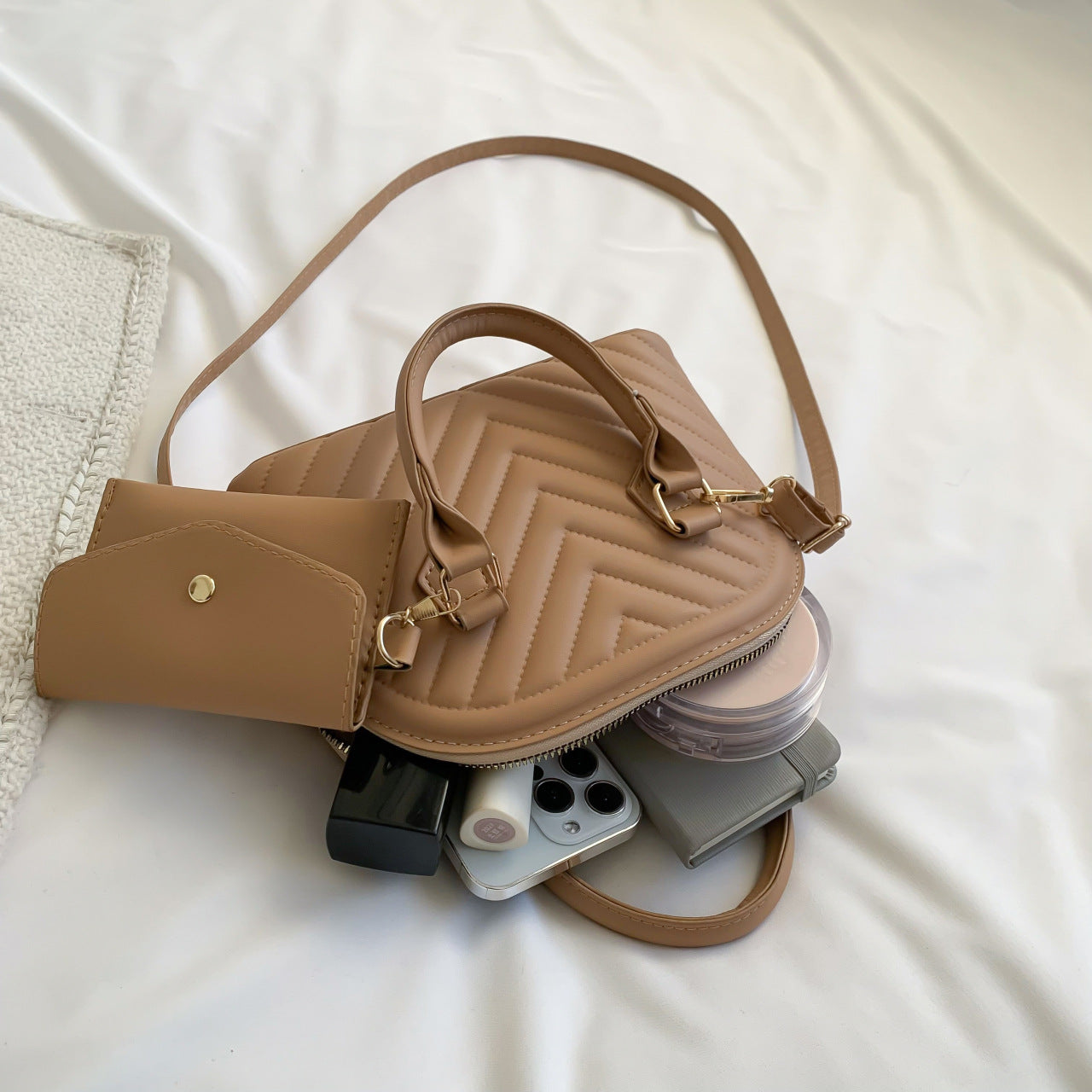 Women's Popular Fashion Striped Two-piece Shell Mummy Crossbody Bags