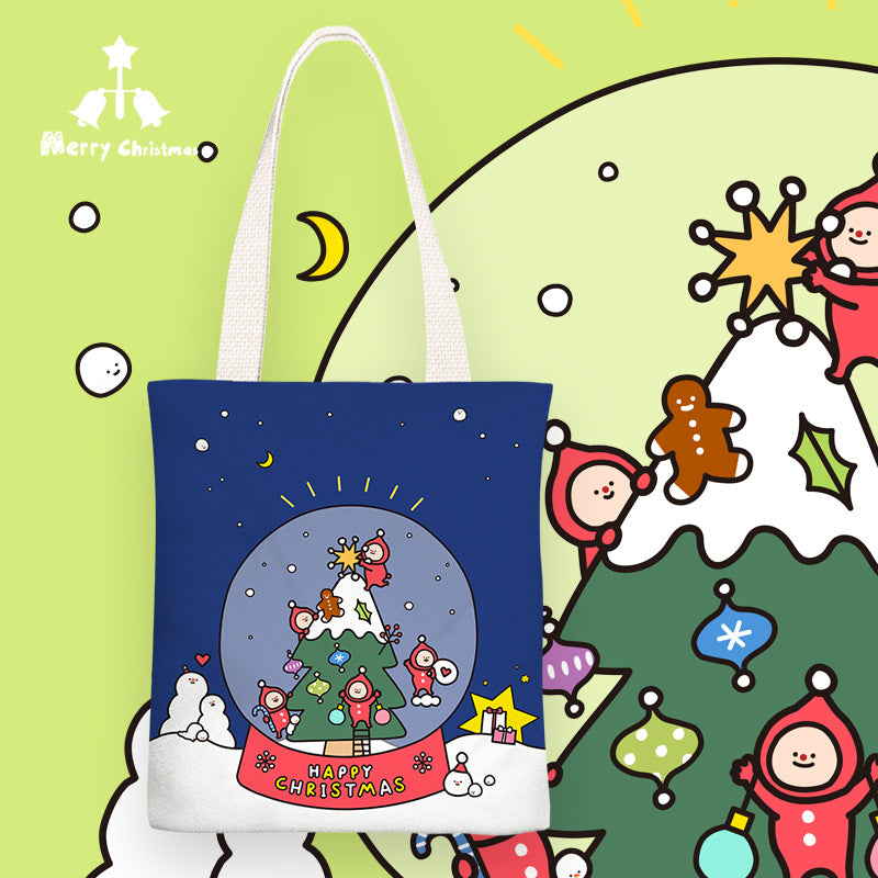 Little Christmas Fresh Canvas Female Simple Shoulder Bags