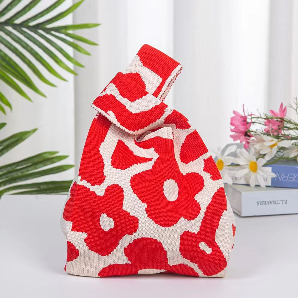 Red Festive Wedding Gift Bridesmaid Knitted Tote Bags