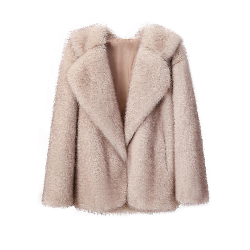 Women's Lapel Leather Fur Faux Loose Korean Coats