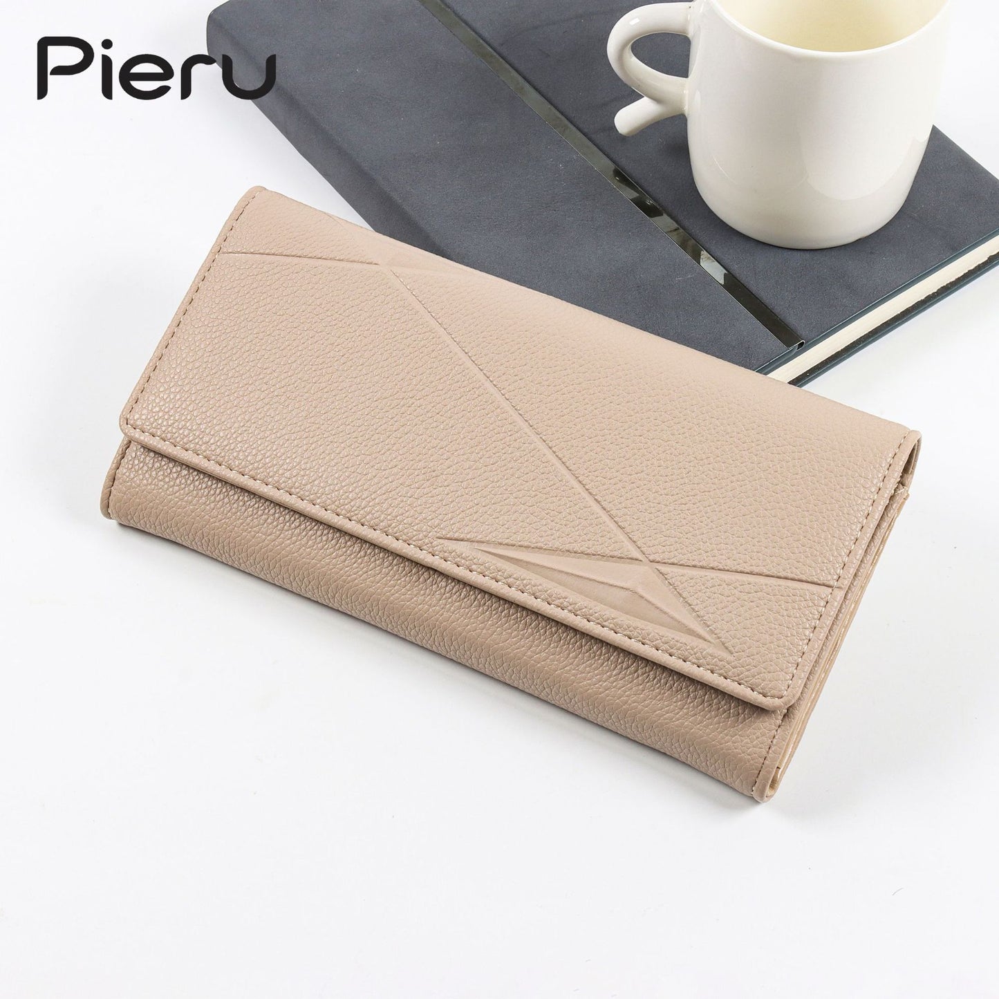 Women's Long Fashion Simple Embossed Three Fold Ladies Wallets