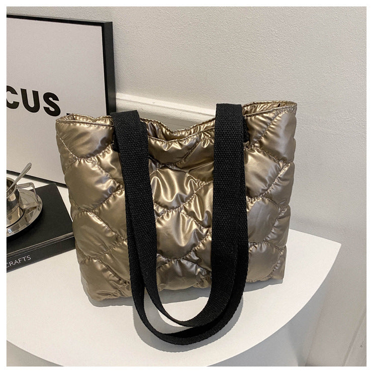 Women's Portable Diamond Check Fashion Large Capacity Tote Bags