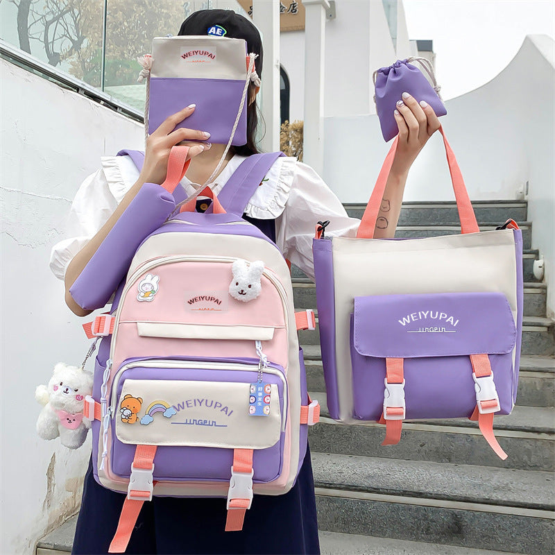 Women's Canvas Korean Fashion Letters Junior High Backpacks