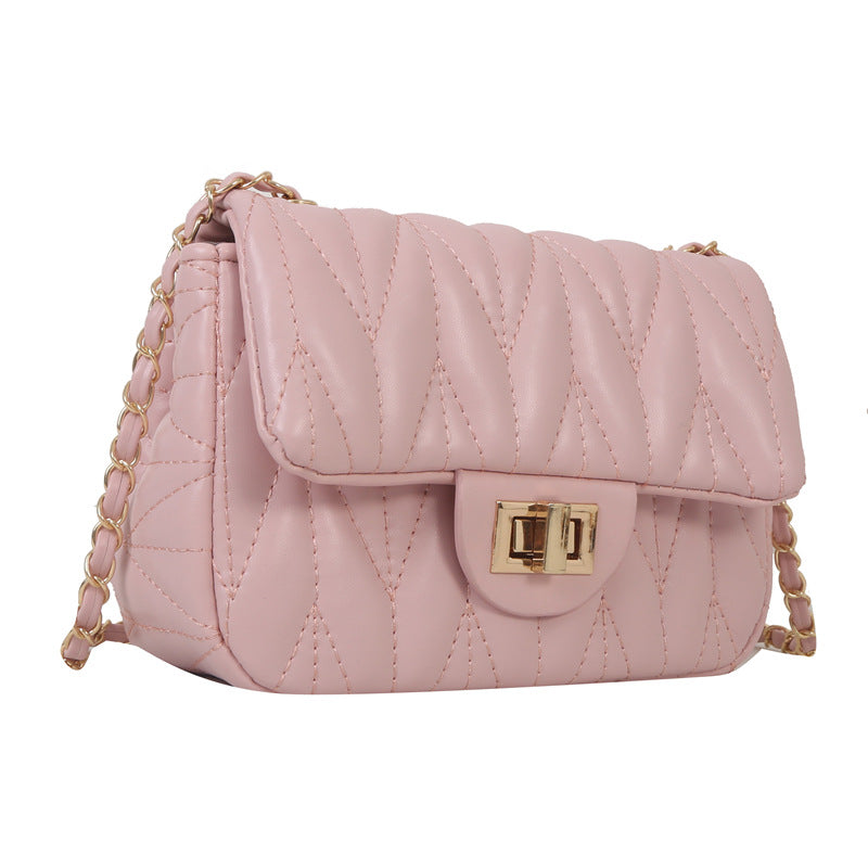 Women's Beautiful Fashionable Rhombus Chain Pink Crossbody Bags