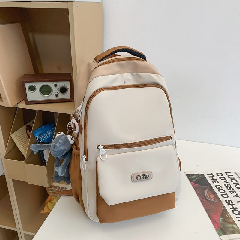 Contrast Color Female Korean University Style Backpacks
