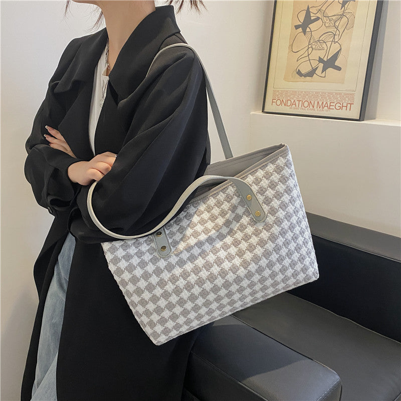 Simple Commute Big Fashion Check Pattern Shoulder Bags