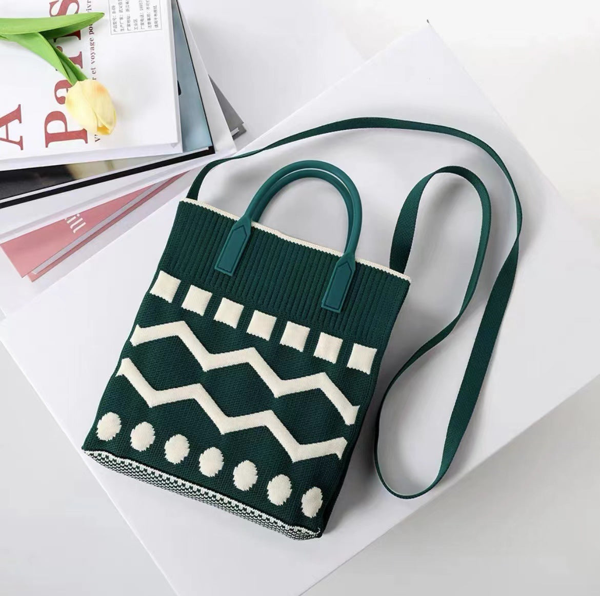 Korean Style Contrast Color Silicone Knitted Crossbody Bags