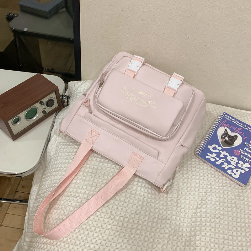Women's Fashion Solid Color Wide Strap Portable Backpacks