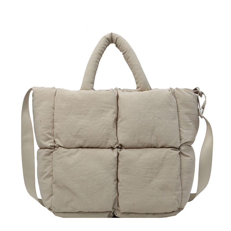 Women's Diamond Fashionable Soft Cotton Filling Pillow Shoulder Bags
