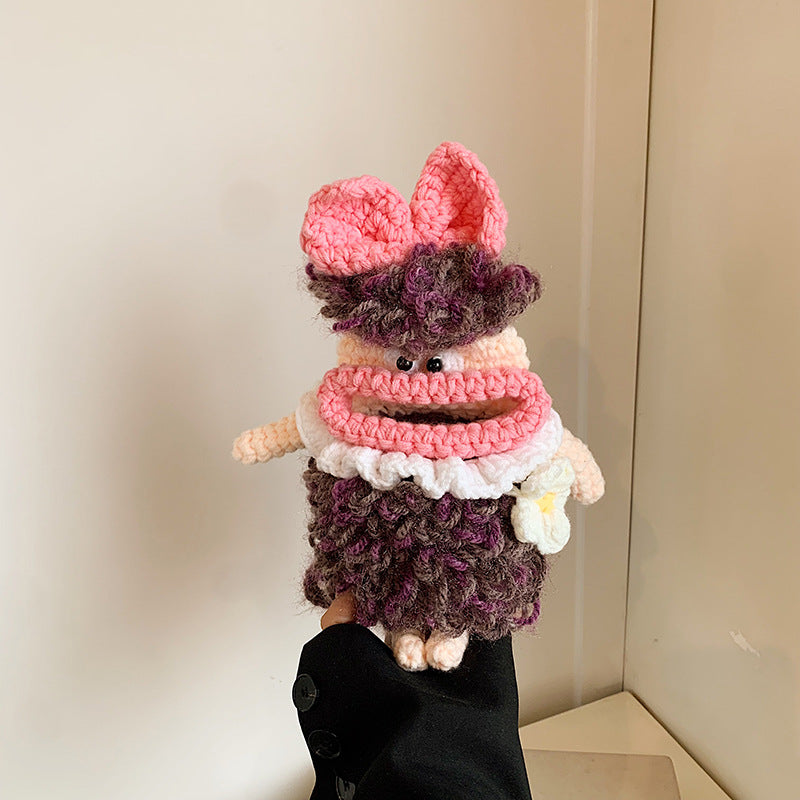 Children's Finished Wool Crocheted Sausage Mouth Doll Children's Shoulder Bags