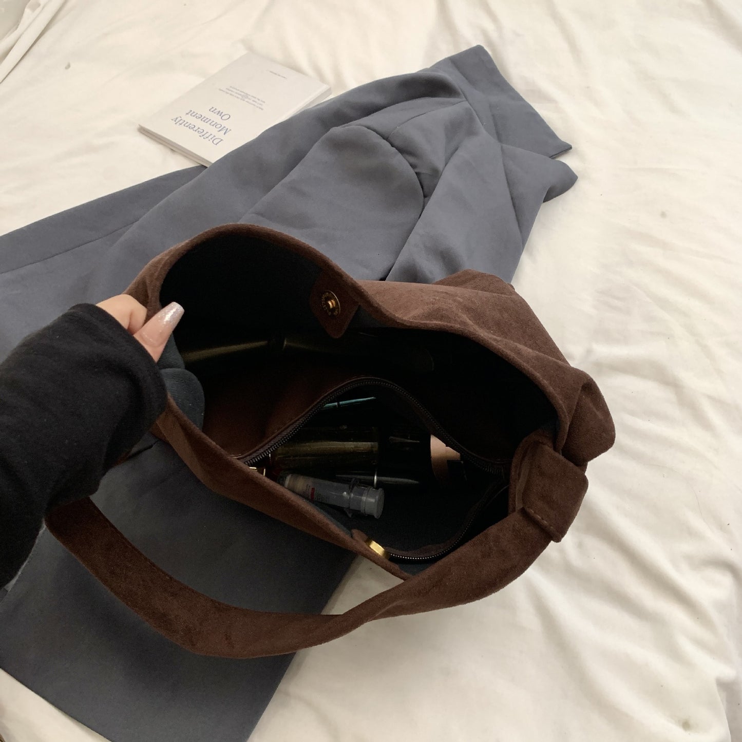 Suede Matte Solid Color Retro Simple Texture Bags