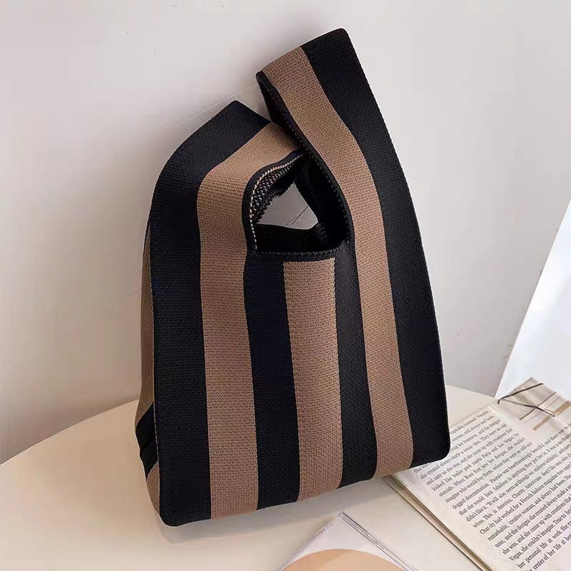 Women's Knitted Wool Version Hand Carrying Box Tote Bags