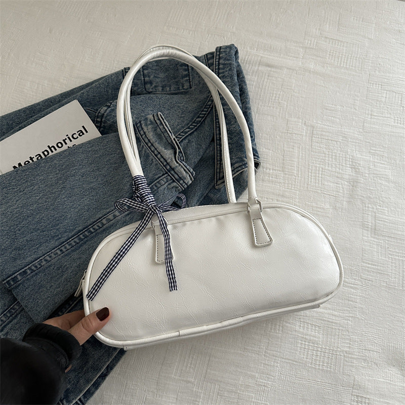 Fashionable Simple Solid Color Ribbon Spring Versatile Underarm Armpit Bags