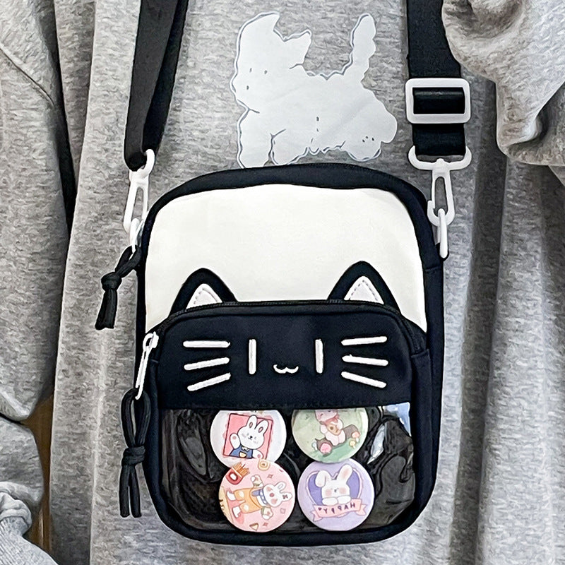Women's Cat Style Trendy Transparent Bar Badge Crossbody Bags