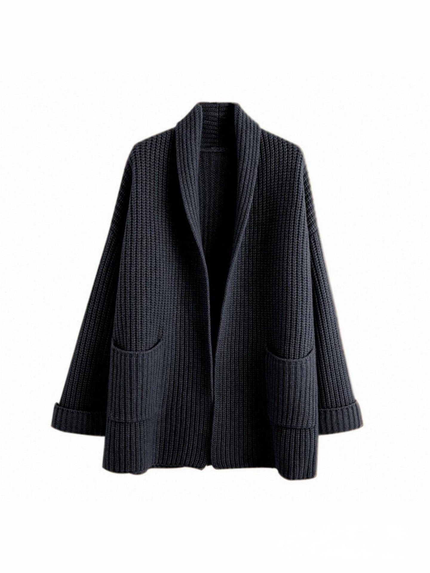 Women's Thickened Solid Color Knitted Baggy Cardigans