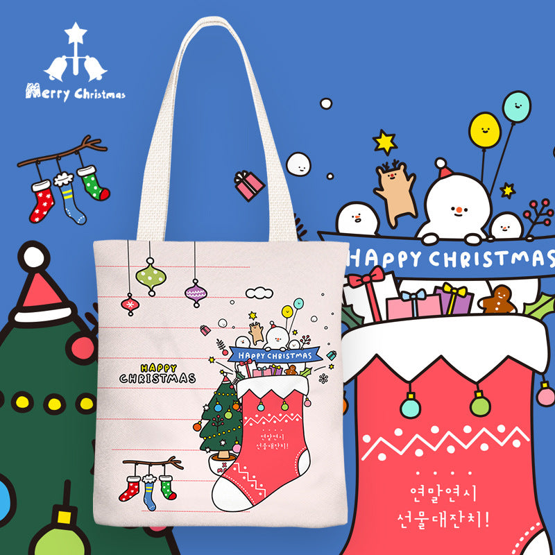 Little Christmas Fresh Canvas Female Simple Shoulder Bags